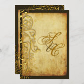 PixDezinesヴィンテージフェイク金ゴールドFILIGREE DIY  招待状 (正面/裏面)