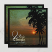 PixDezinesヴィンテージフラのサンセット/ルアウ(ハワイ式宴会) 招待状 (正面/裏面)