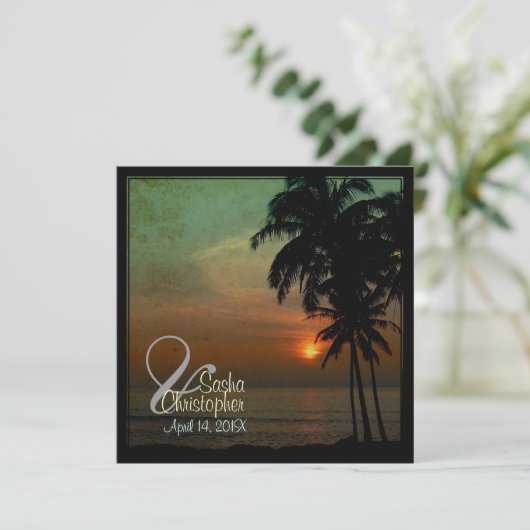 PixDezinesヴィンテージフラのサンセット/ルアウ（ハワイ式宴会） 招待状 (スタンド正面)