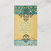 PixDezinesヴィンテージフローラのダマスク/パフェイクーチメント 名刺 (裏面)