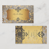 PixDezinesヴィンテージフローラのダマスク/パフェイクーチメント 名刺 (正面/裏面)