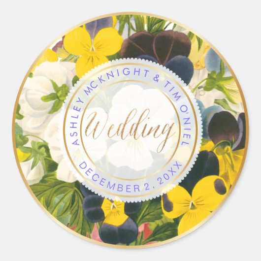 PixDezinesヴィンテージフローラBOUQUETS ラウンドシール (正面)