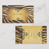 PixDezinesヴィンテージブラウンゼブラ/パフェイクーチメント 名刺 (正面/裏面)