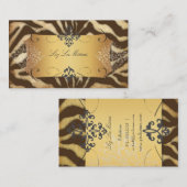 PixDezinesヴィンテージブラウンゼブラ/パフェイクーチメント 名刺 (正面/裏面)