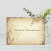 PixDezinesヴィンテージブラウンフローラスクロール セーブザデート (スタンド正面)