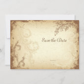 PixDezinesヴィンテージブラウンフローラスクロール セーブザデート (裏面)