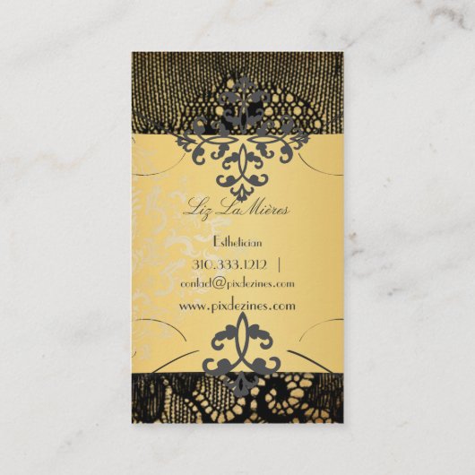 PixDezinesヴィンテージブラックレース/パフェイクーチメント 名刺 (裏面)