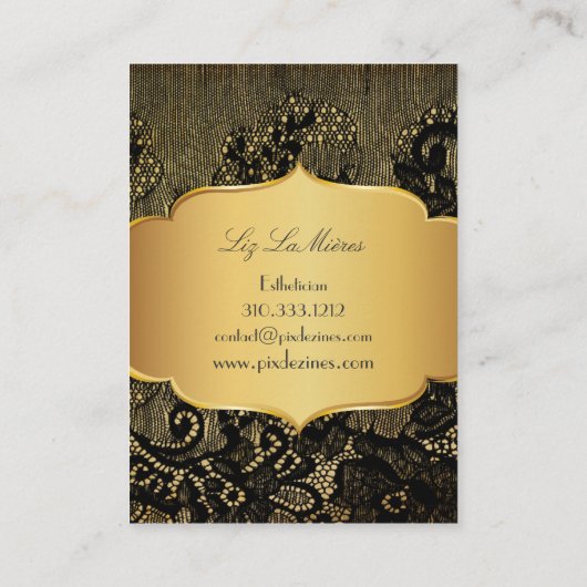 PixDezinesヴィンテージブラックレース/パフェイクーチメント 名刺 (裏面)