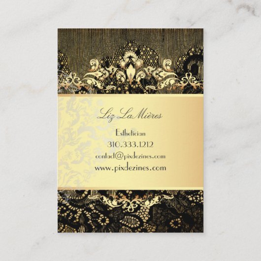 PixDezinesヴィンテージブラックレース/パフェイクーチメント 名刺 (裏面)