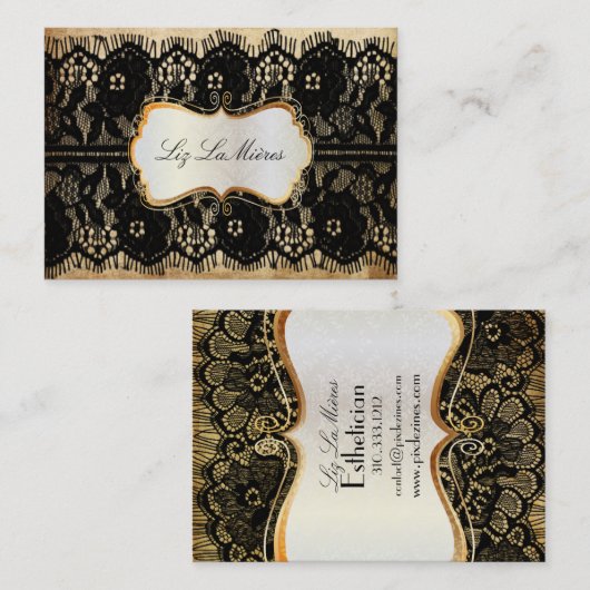 PixDezinesヴィンテージブラックレース/パフェイクーチメント 名刺 (正面/裏面)