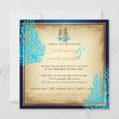 PixDezinesヴィンテージブルーコーラル+シーホース 招待状 (裏面)