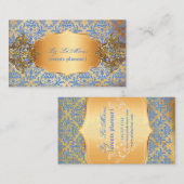 PixDezinesヴィンテージブルーセラインダマスク 名刺 (正面/裏面)