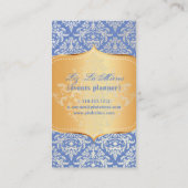 PixDezinesヴィンテージブルーセラインダマスク 名刺 (裏面)