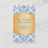 PixDezinesヴィンテージブルーセラインダマスク 名刺 (裏面)