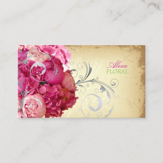 PixDezinesヴィンテージブーケ、快適/ダイカラー 名刺 (正面)