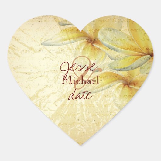 PixDezinesヴィンテージプルメリア ハートシール (正面)