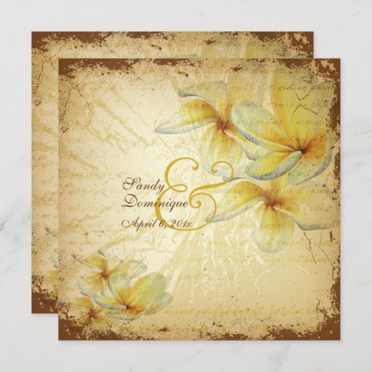 PixDezinesヴィンテージプルメリア 招待状 (正面/裏面)