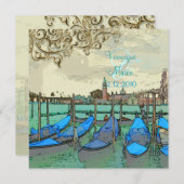 PixDezinesヴィンテージベネツィア+リアルトブリッジ 招待状 (正面/裏面)