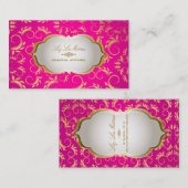 PixDezinesヴィンテージベルサイユダマスク/ホットピンク/金ゴールド 名刺 (正面/裏面)