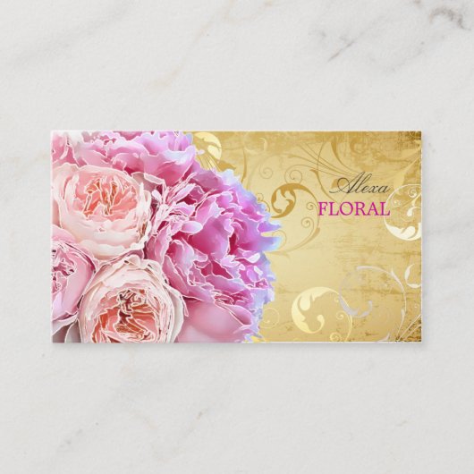 PixDezinesヴィンテージペニーブーケット/ディバックグラウンド 名刺 (正面)