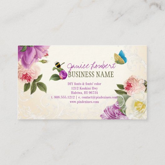 PixDezinesヴィンテージペニー/DIYバックグラウンド 名刺 (裏面)