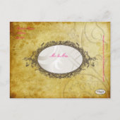 PixDezinesヴィンテージホットピンクの渦巻き旋回+パーチフェイクメント 案内ポストカード (裏面)