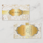PixDezinesヴィンテージホワイトレース/パーチメント 名刺 (正面/裏面)