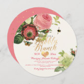 PixDezinesヴィンテージボタニカルブランチ+バブリー 招待状 (正面/裏面)