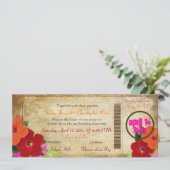 PixDezinesヴィンテージボーディングパス/ハイビスカス 招待状 (スタンド正面)