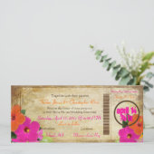 PixDezinesヴィンテージボーディングパス/ハイビスカス 招待状 (スタンド正面)