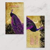 PixDezinesヴィンテージマゼンタピーコック+レース/ダイフォント 名刺 (正面/裏面)