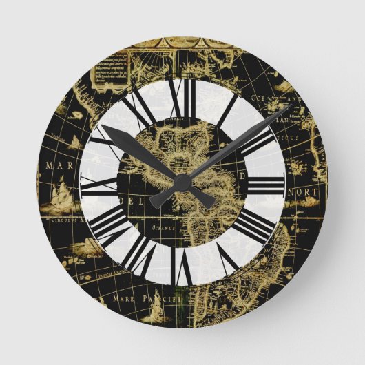 PixDezinesヴィンテージマ航海のップ ラウンド壁時計 (正面)