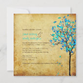 PixDezinesヴィンテージメープルツリー/ティール(緑がかった色)+青 招待状 (裏面)