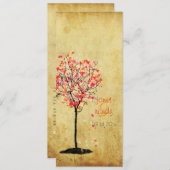 PixDezinesヴィンテージメープルツリー/ピンク+オレンジ 招待状 (正面/裏面)