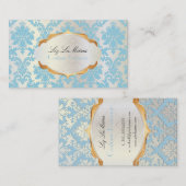 PixDezinesヴィンテージラパロマダマスク/スカイブルー 名刺 (正面/裏面)