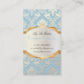 PixDezinesヴィンテージラパロマダマスク/スカイブルー 名刺 (裏面)