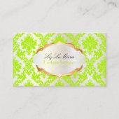 PixDezinesヴィンテージラパロマダマスク/ネオングリーン 名刺 (正面)