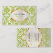 PixDezinesヴィンテージラパロマダマスク/抹茶グリーン 名刺 (正面/裏面)