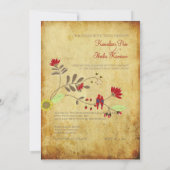 PixDezinesヴィンテージラブバード、羊皮フェイク皮紙 招待状 (裏面)