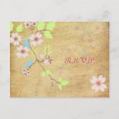 PixDezinesヴィンテージラブバードRSVPポストカード インビテーションポストカード (正面)