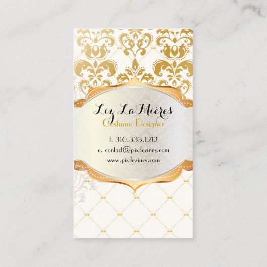 PixDezinesヴィンテージリス・ダマスク 名刺 (裏面)
