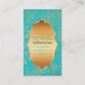 PixDezinesヴィンテージレイスアップ/青 名刺 (裏面)