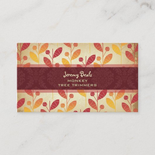 PixDezinesヴィンテージレトロの葉♥♥♥♥ 名刺 (正面)