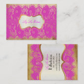 PixDezinesヴィンテージレースアップ/ホットピンク 名刺 (正面/裏面)