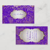 PixDezinesヴィンテージレースアップ/紫 名刺 (正面/裏面)