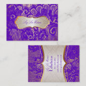 PixDezinesヴィンテージレースアップ/紫 名刺 (正面/裏面)