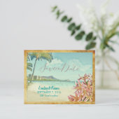 PixDezinesヴィンテージワイキキ/ダイヤモンドヘッド/プルメリア ポストカード (スタンド正面)