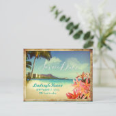 PixDezinesヴィンテージワイキキ/ダイヤモンドヘッド/プルメリア ポストカード (スタンド正面)