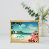 PixDezinesヴィンテージワイキキ/ダイヤモンドヘッド/プルメリア ポストカード (スタンド正面)