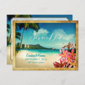 PixDezinesヴィンテージワイキキ/ダイヤモンドヘッド/プルメリア ポストカード (正面/裏面)